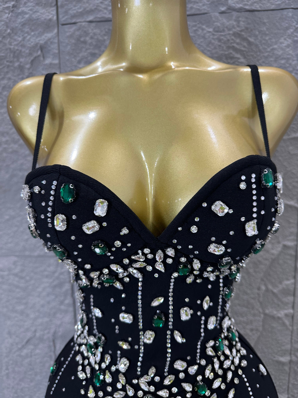 Couture Black Diamond & Emerald — Luxury Statement Gown