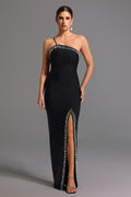 Sexy Spaghetti Strap Beaded Rhinestone Elegant Socialite Style