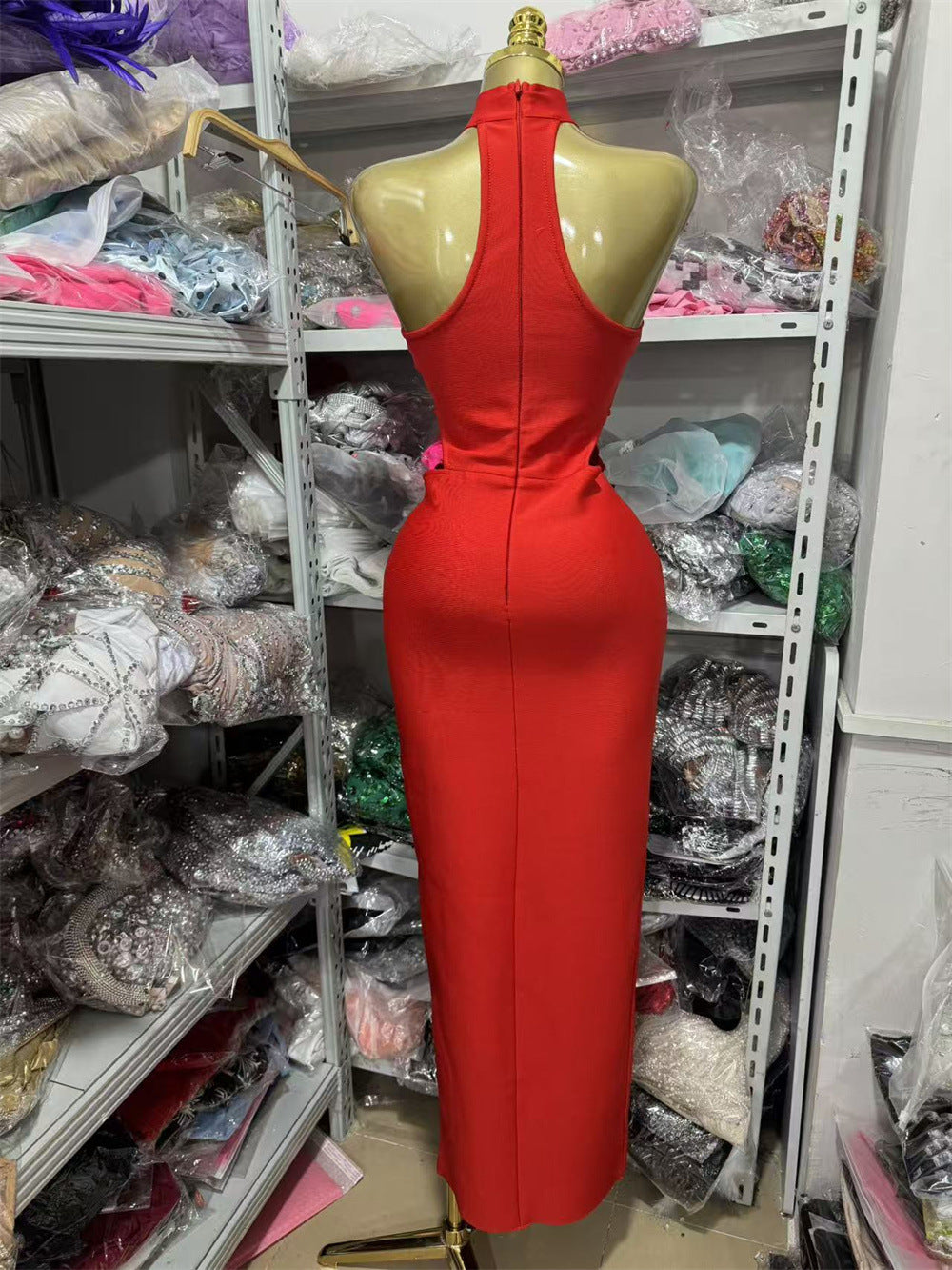 Sexy High Neck Floral Party dress