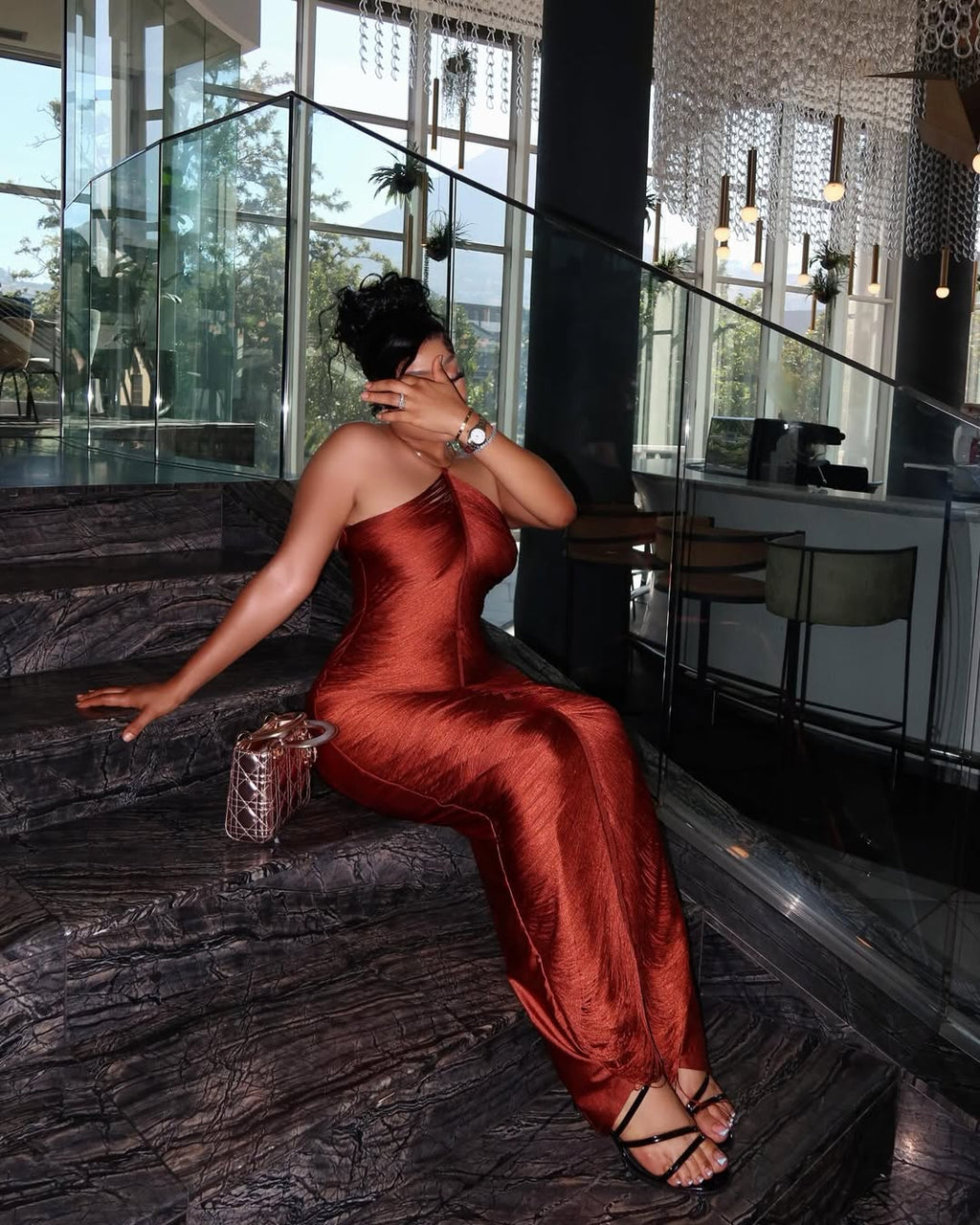 Luxe Textured Halter Gown with Hourglass Fit