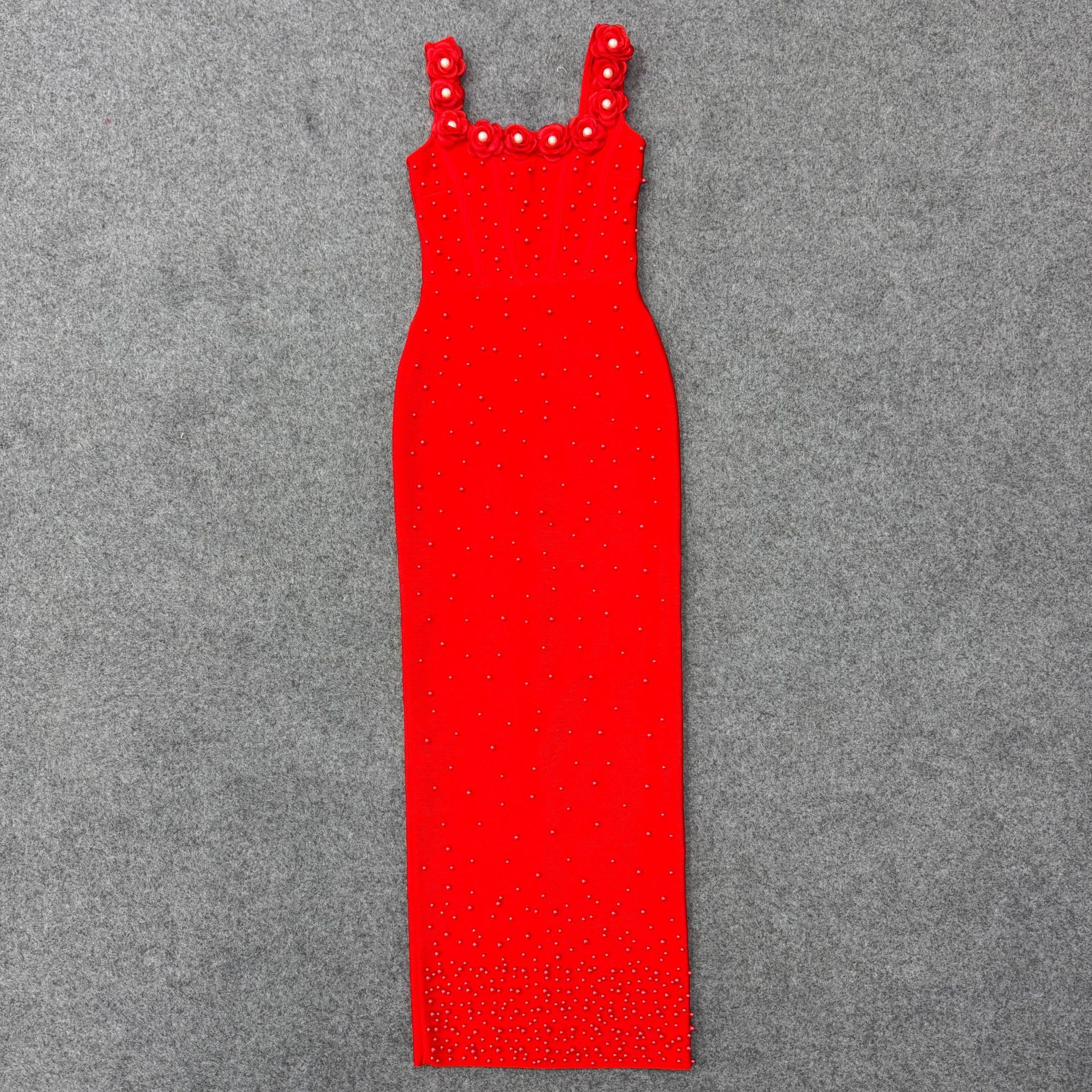 Backless Flower Sleeveless Sexy Suspender Slim-Fitting Beaded