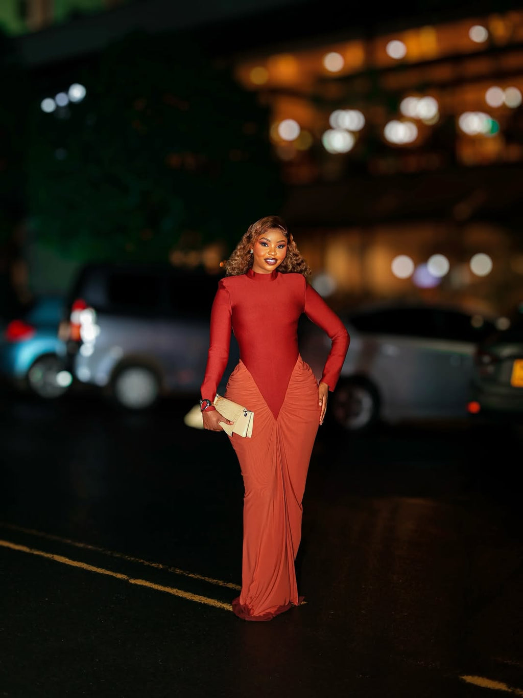 Vibrant Contrast-Stitch Bandage Bodycon