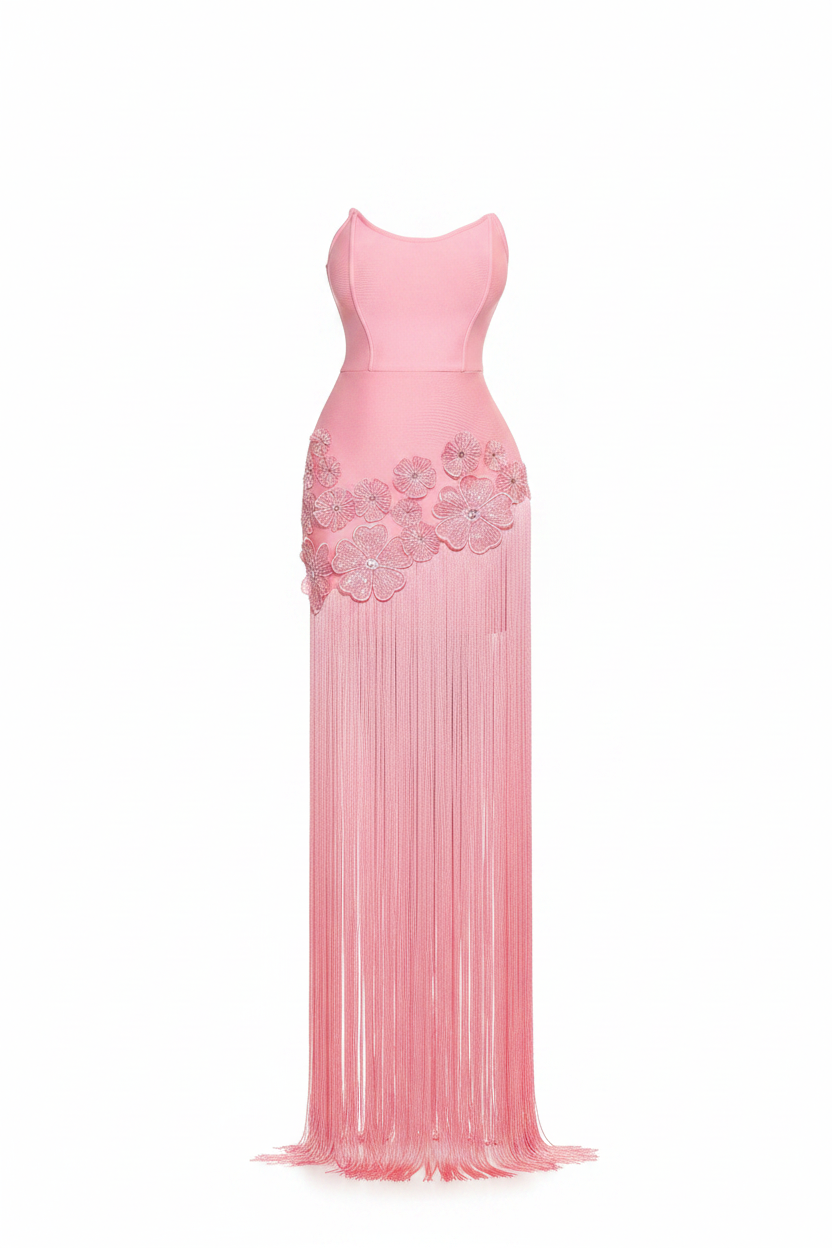 Wedding Glamour Silver Floral Maxi