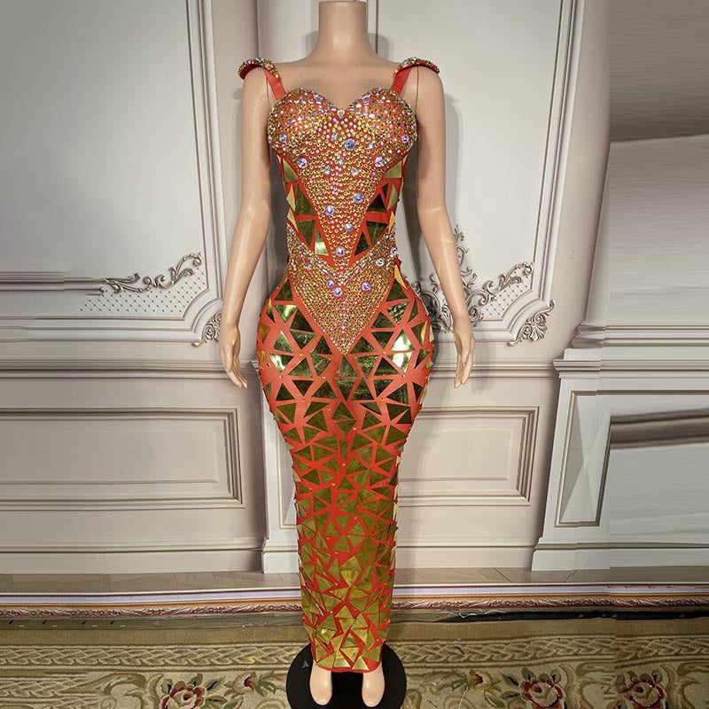 Diamond Lattice Pattern Luxury Dress
