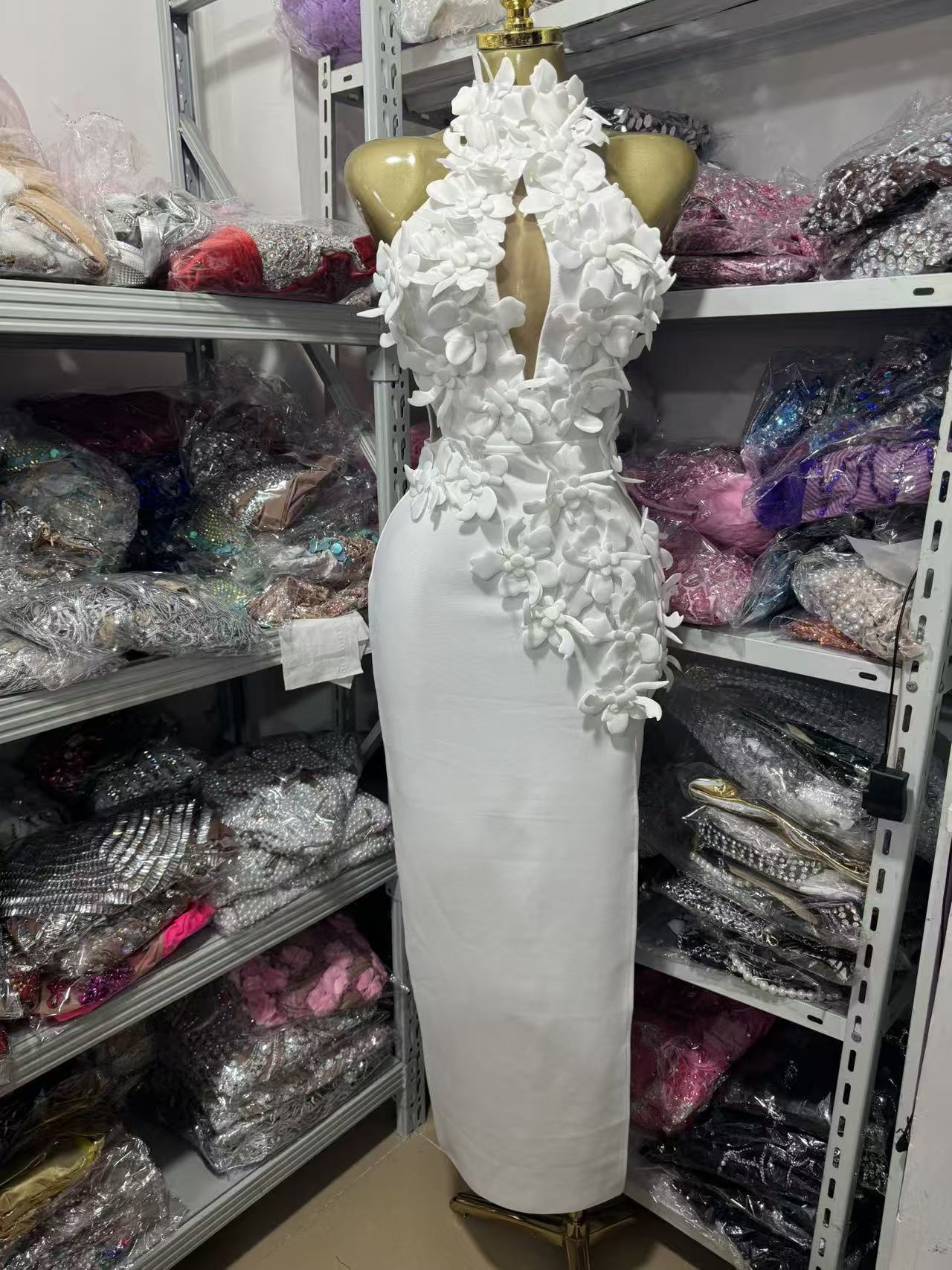 Sexy High Neck Floral Party dress