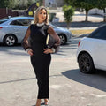 Sexy O Diamond Neck Mesh Sheer Long Puff Sleeve  Bandage Dress