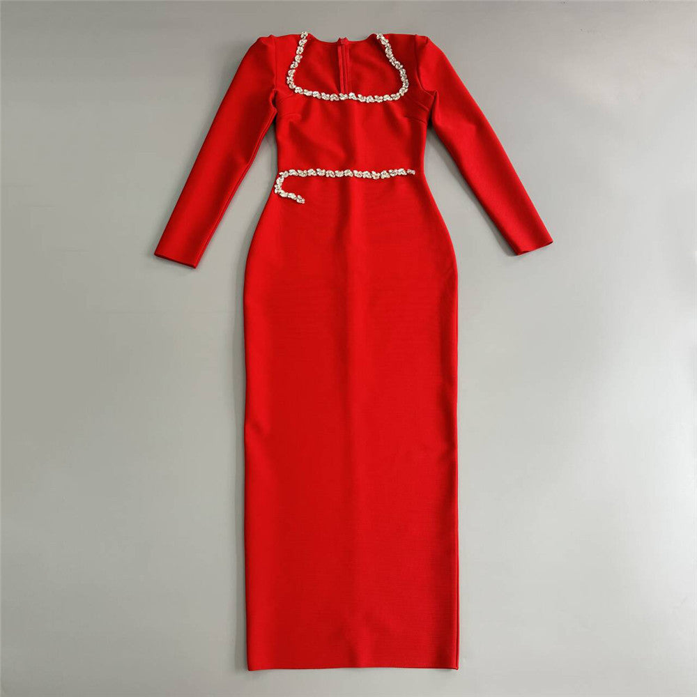 Minimalist Square Neck Bandage Dress