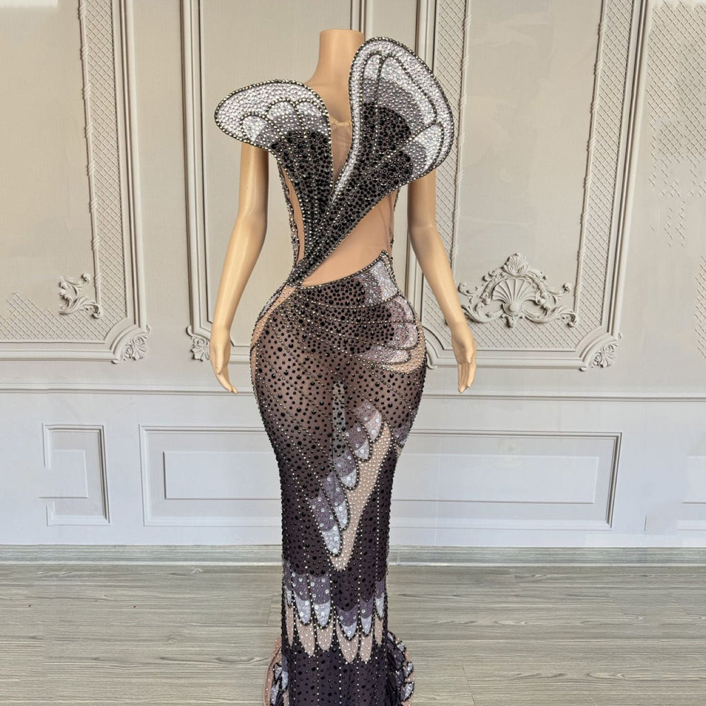 Crystal-Fringed Textured Bodycon