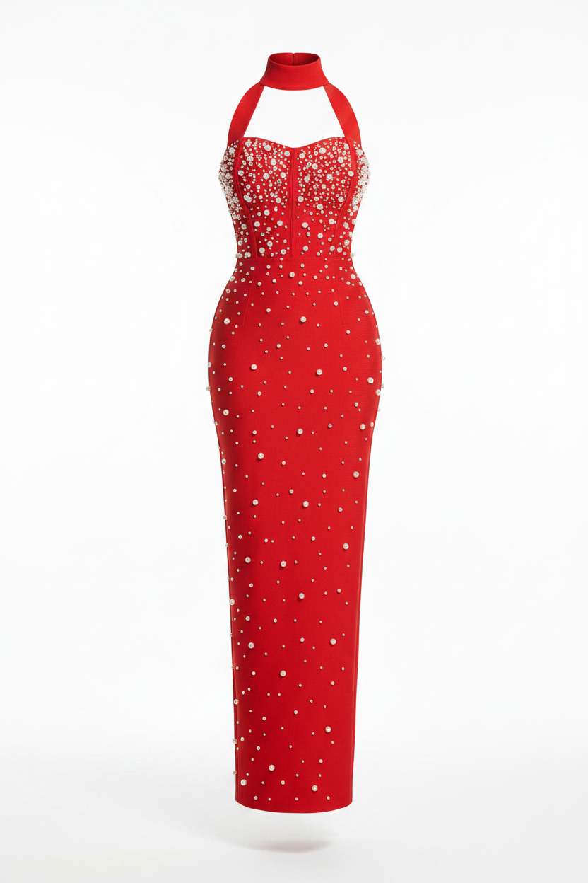 Scarlet Heat Sleeveless Beaded Dress