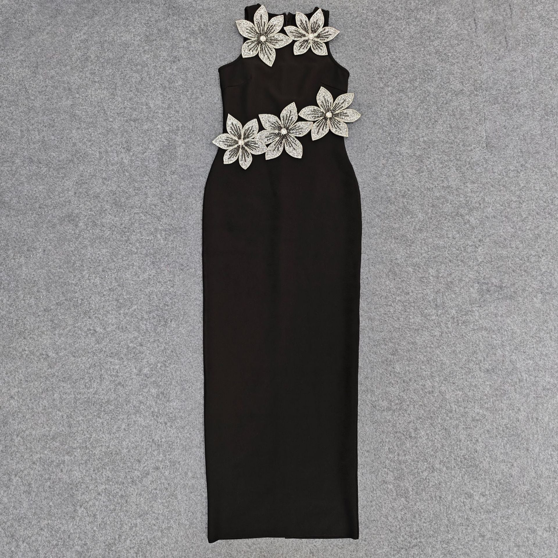Floral Appliqué Feminine Bandage Dress
