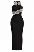 Floral Appliqué Feminine Bandage Dress