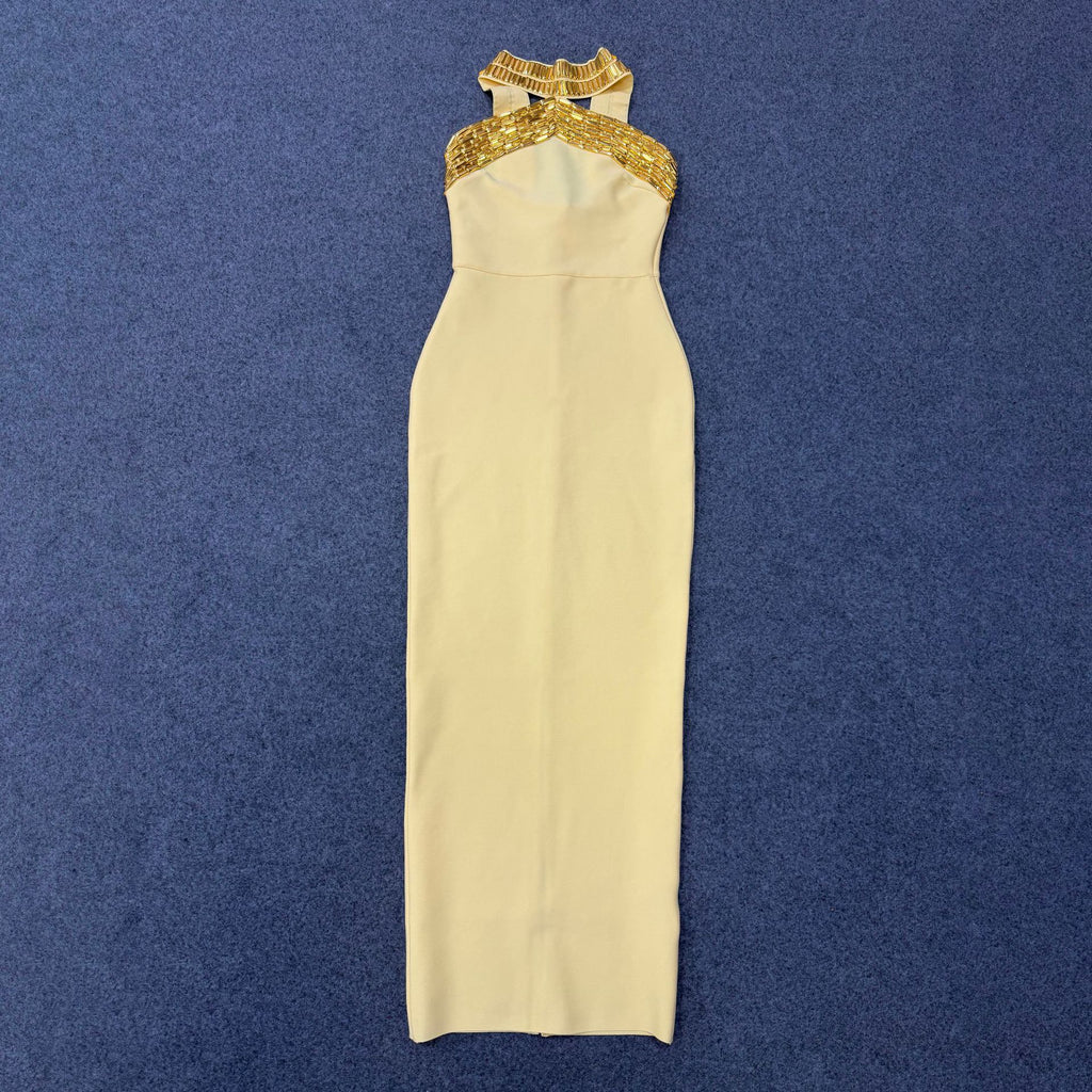 Backless Halter Bandage Vacation Dress