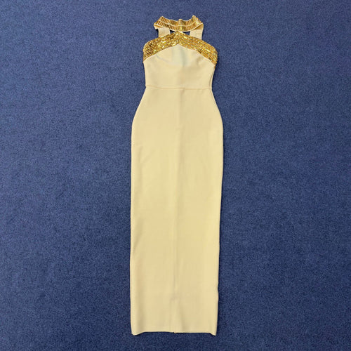 Backless Halter Bandage Vacation Dress