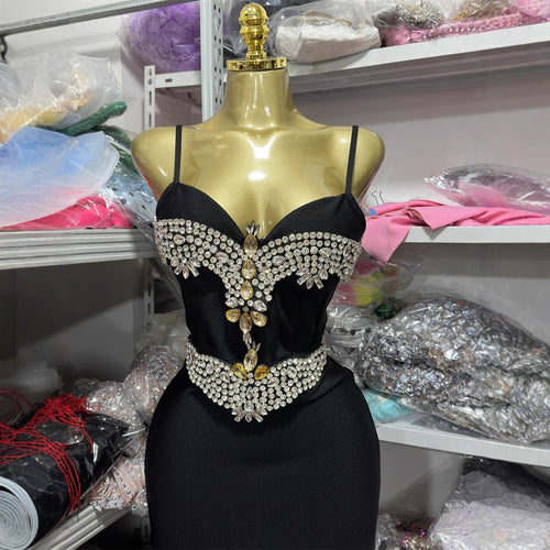 Crystal-Encrusted Sweetheart Bandage Dress