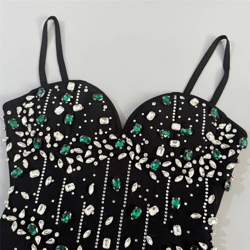 Couture Black Diamond & Emerald Statement Gown