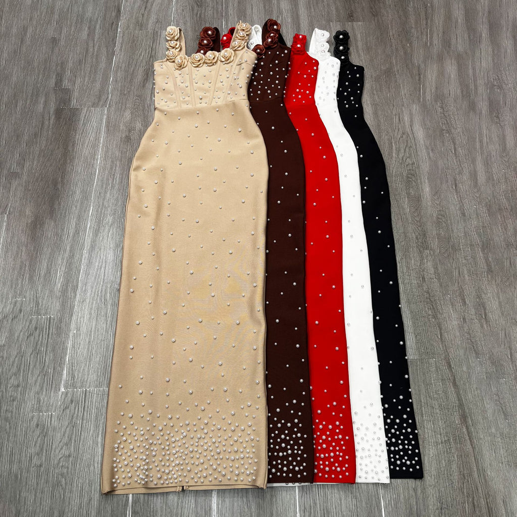 Backless Flower Sleeveless Sexy Suspender Slim-Fitting Beaded