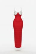 Sexy Backless Diamond Patchwork Bandage Dress