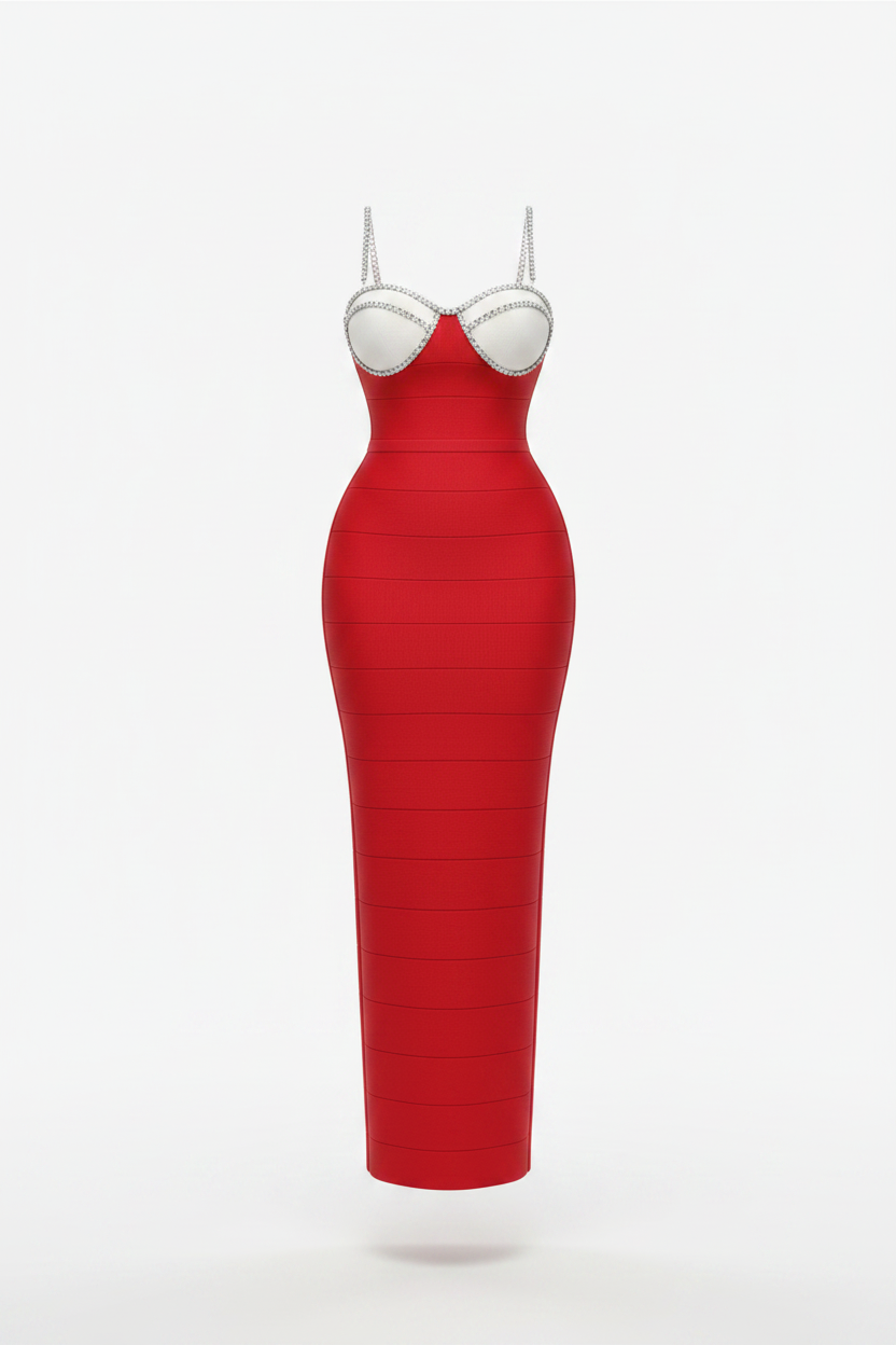 Sexy Backless Diamond Patchwork Bandage Dress