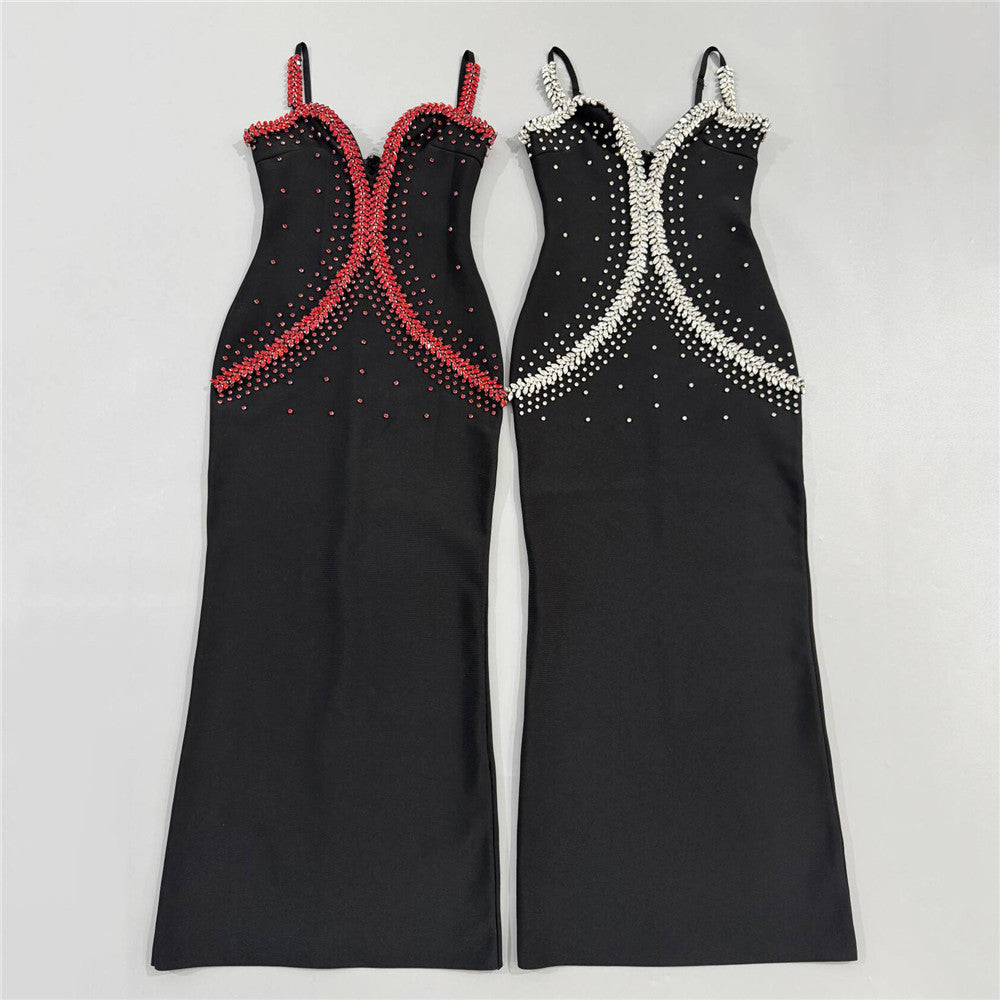 Luxe Heavyweight Bandage Dress with Rhinestone Bustier