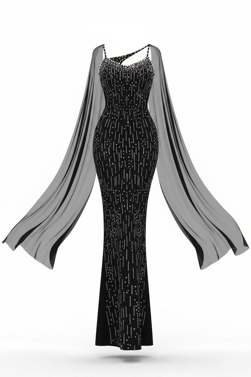 The "Gala Muse" Rhinestone Scarf Detail Bandage Maxi —  Pink Black