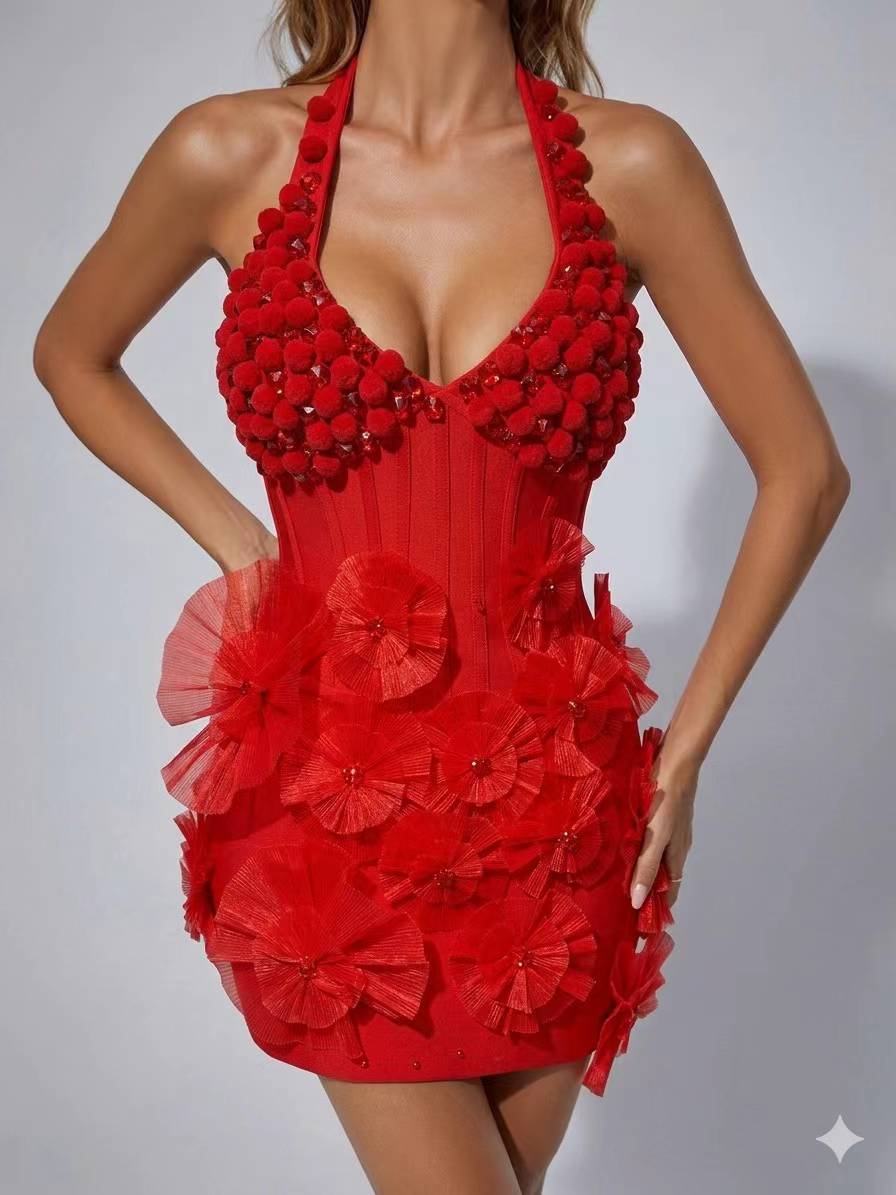Aries Red Flame Sculpting Birthday Gown