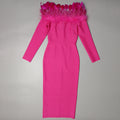Long Sleeve Feathers Bandage Dress Bodycon For Club Party Birthday Wedding