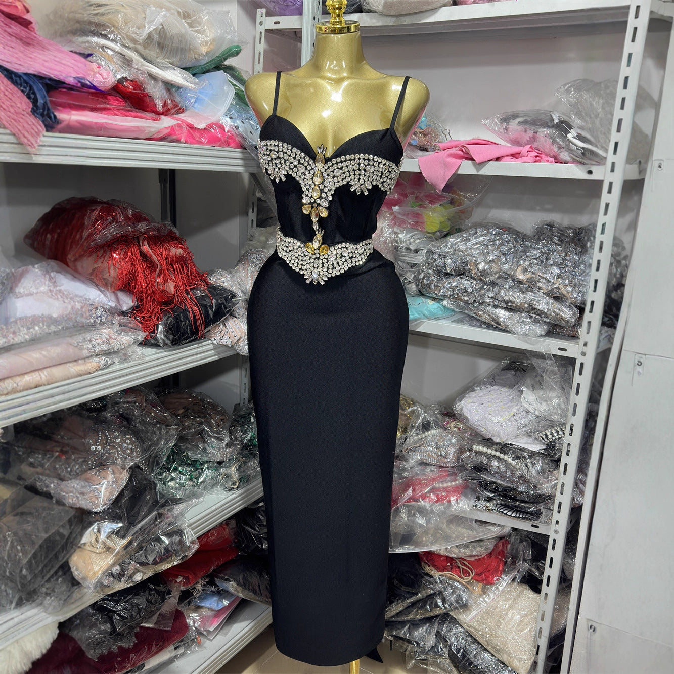 Crystal-Encrusted Sweetheart Bandage Dress