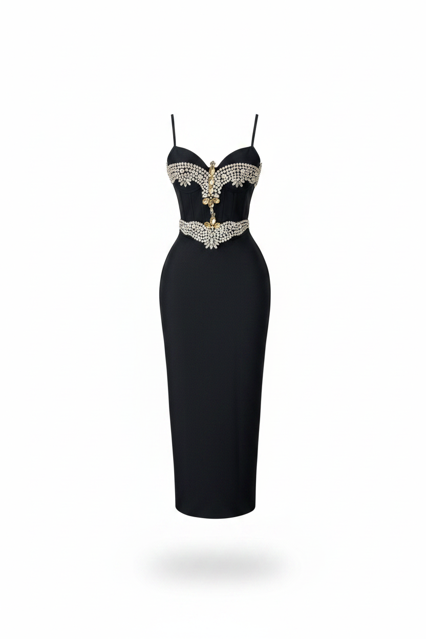 Crystal-Encrusted Sweetheart Bandage Dress