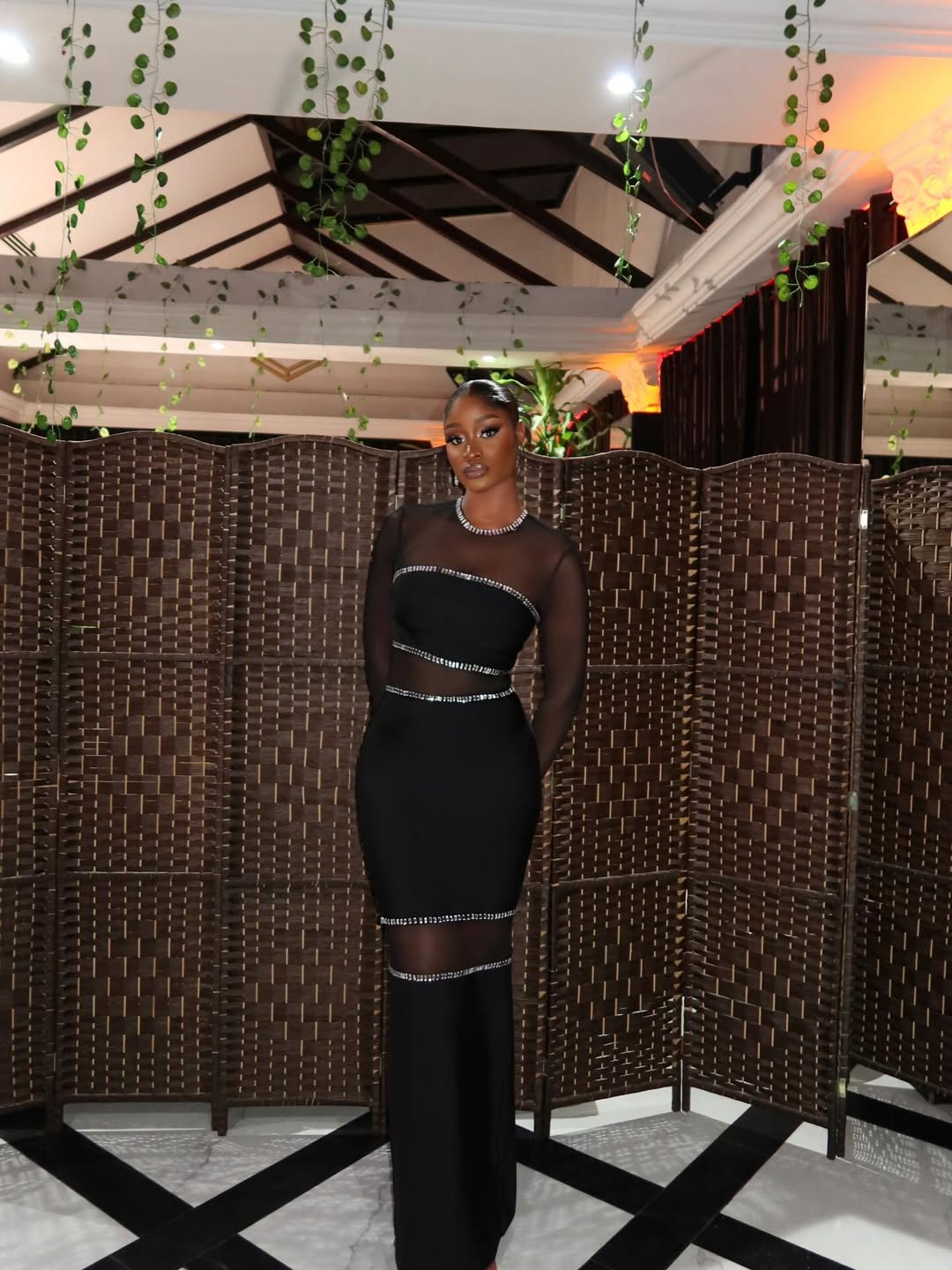 Velvet Inset Winter Bandage Dress