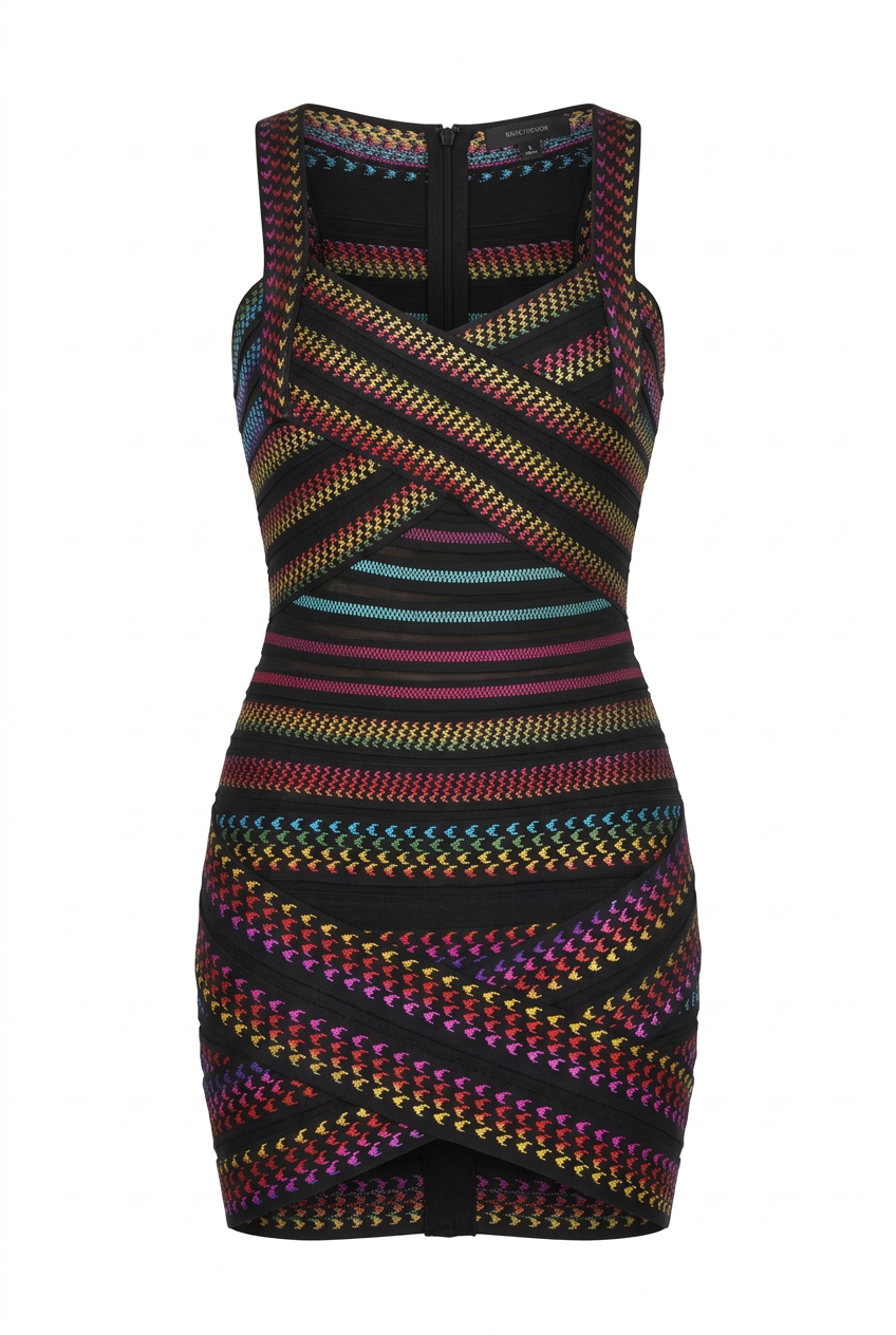 Ribbed Texture Summer Bandage Midi