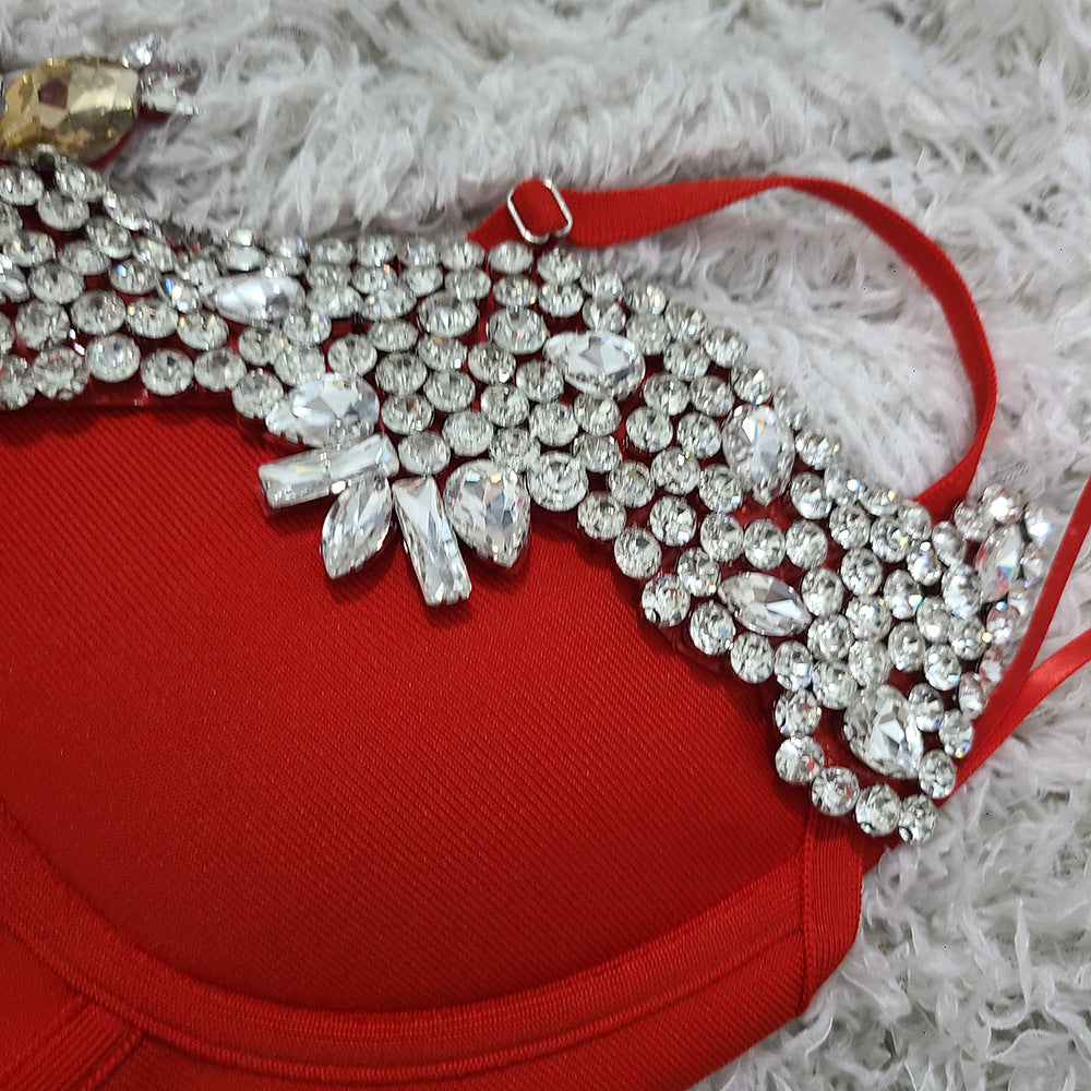 Crystal-Encrusted Sweetheart Bandage Dress