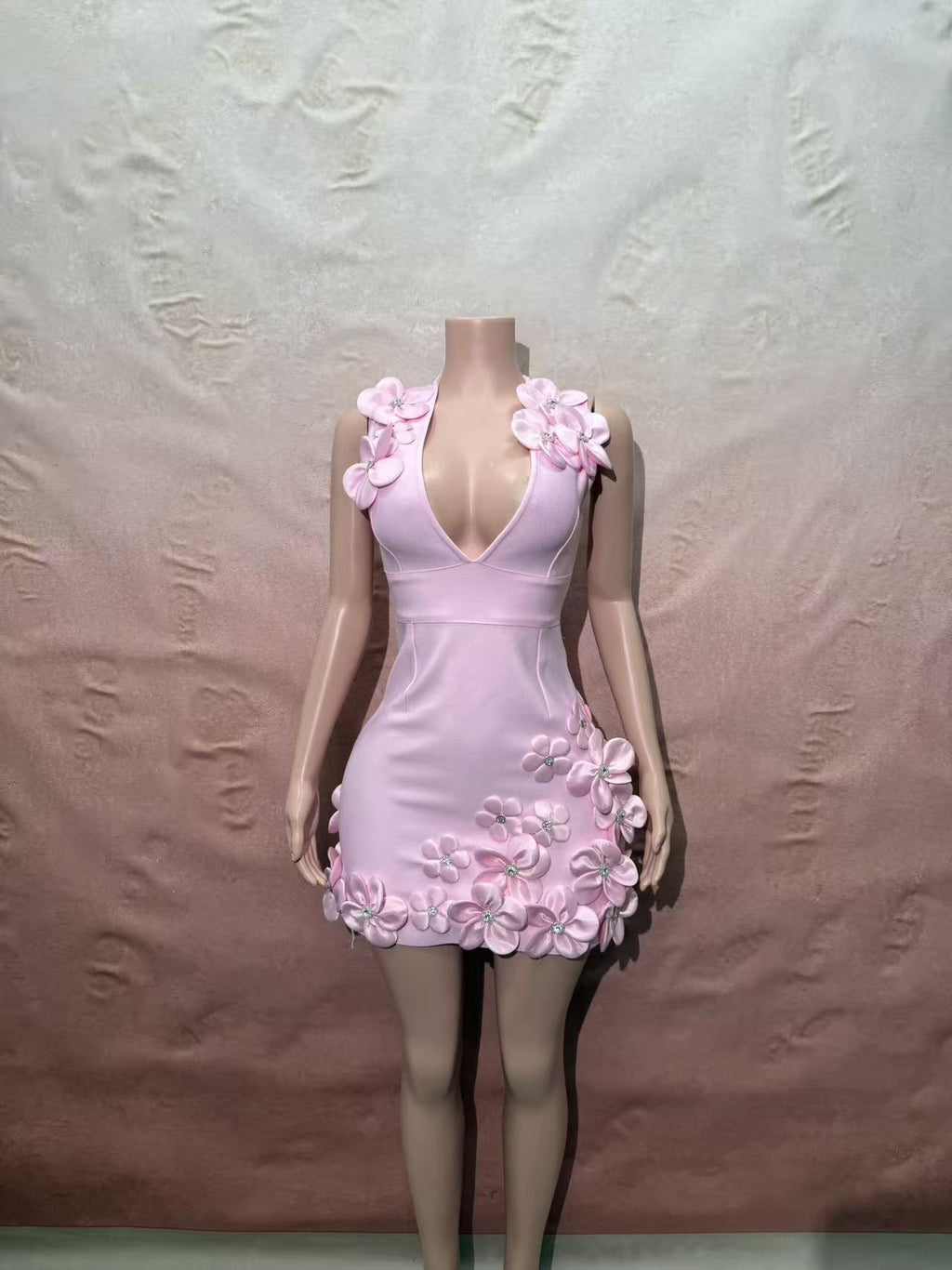 Sleeveless Sexy V-neck Floral Bodycon Nightclub Dress