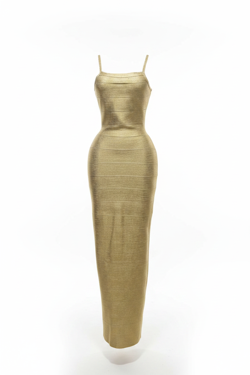 Glittering Metallic Thread Bandage Dress