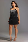 Sexy Backless Mini Dress Diamond Embellished Bodycon