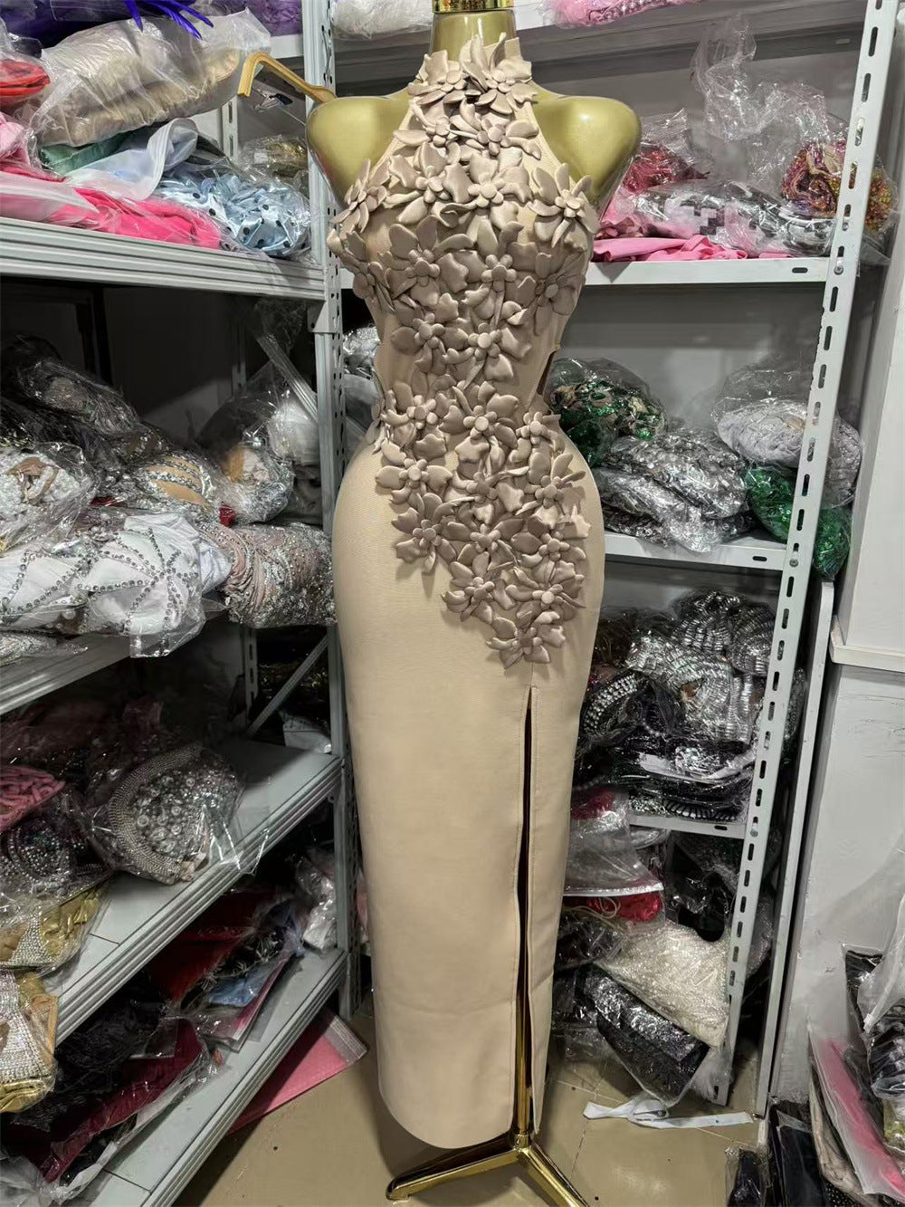 Sexy High Neck Floral Party dress