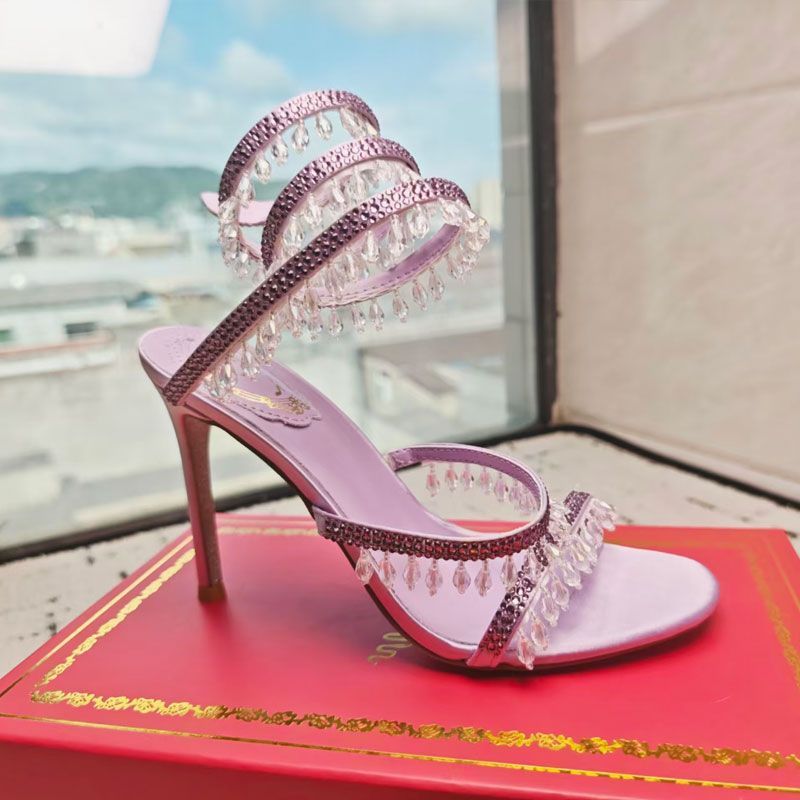 Rene Caovilla Chandelier Crystal-Embellished Heel