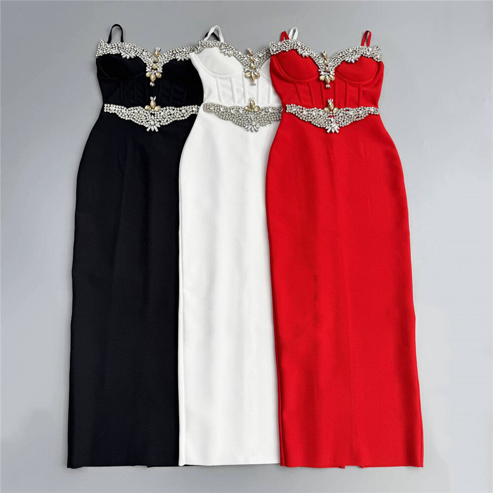 Crystal-Encrusted Sweetheart Bandage Dress