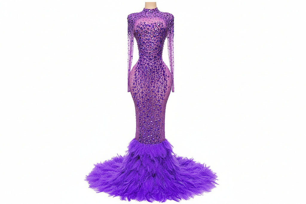 Amethyst Dream Long sleeve Beaded  Maxi