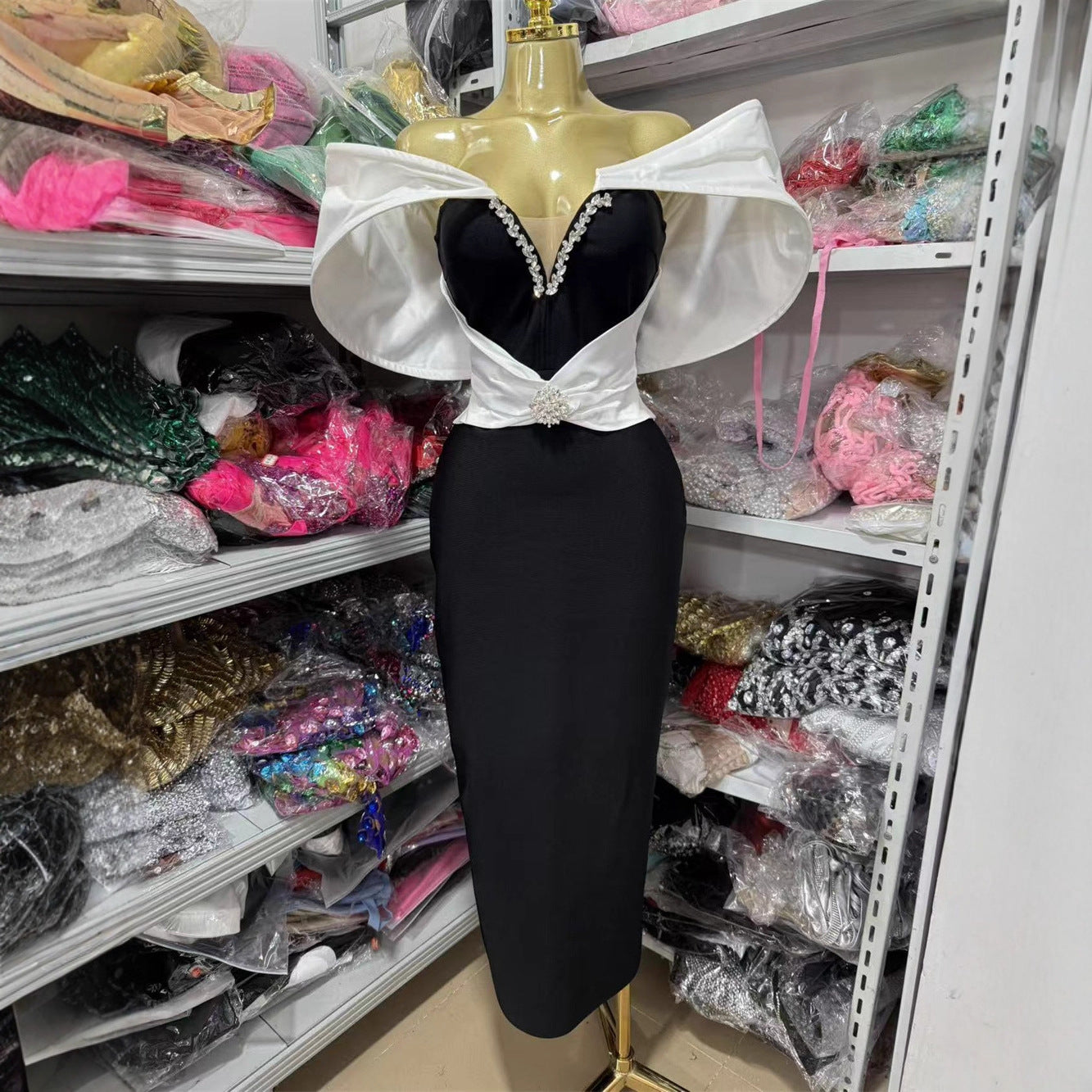 Sexy Sleeveless Off Shoulder Backless Strapless Skinny Bodycon Bandage Gown