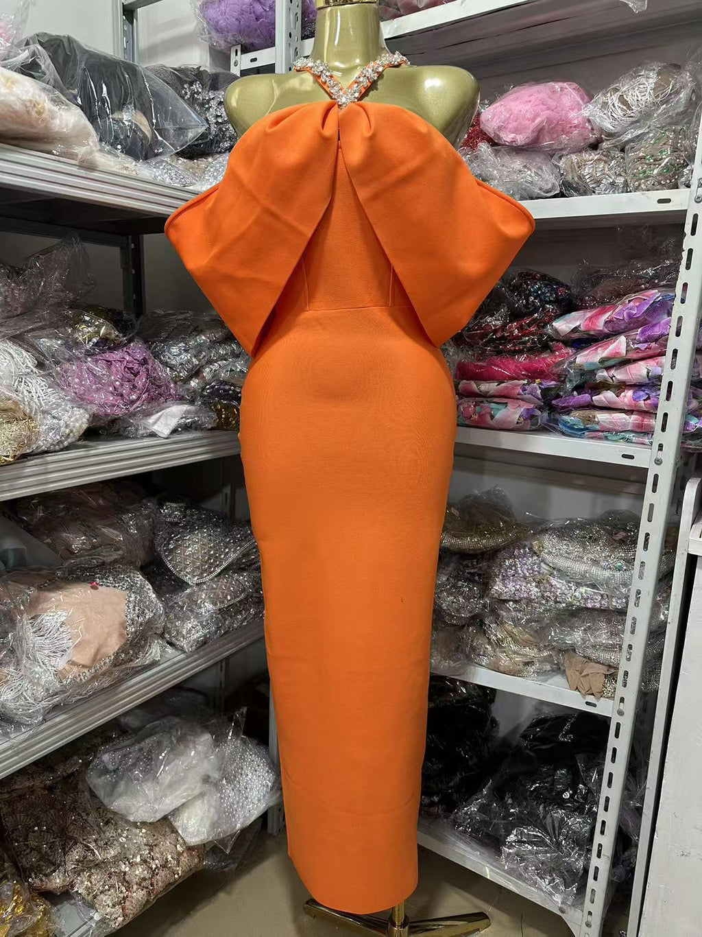 Off Shoulder Puff Bandage Dress