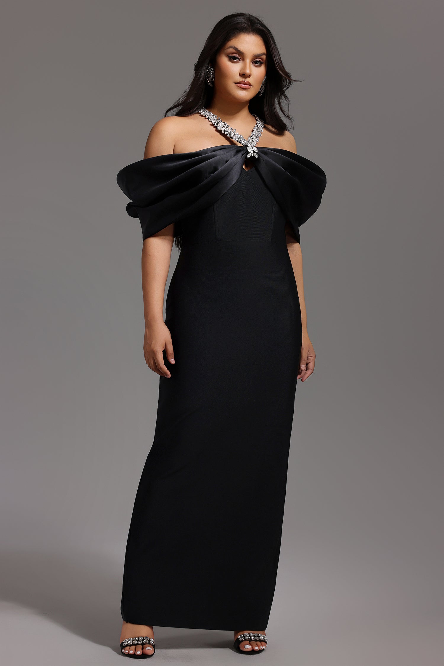 Off Shoulder Puff Sleeve Bodycon Long Bandage Dress Birthday or Red Carpet Celebrate