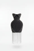 Strapless Pearl Tassel Bandage Mini Dress Bodycon Celebrity Party Dress