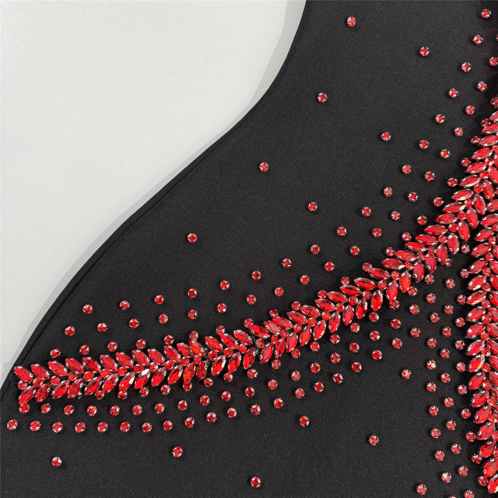 Luxe Heavyweight Bandage Dress with Rhinestone Bustier