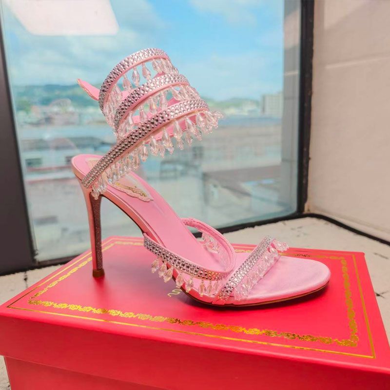 Rene Caovilla Chandelier Crystal-Embellished Heel