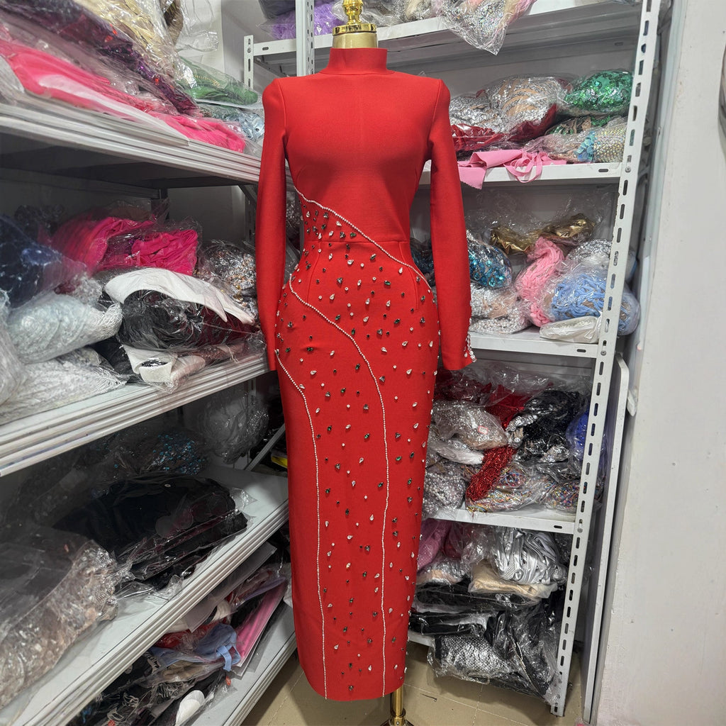 Classy Luxury Diamond-Encrusted Elegant Bandage Dress