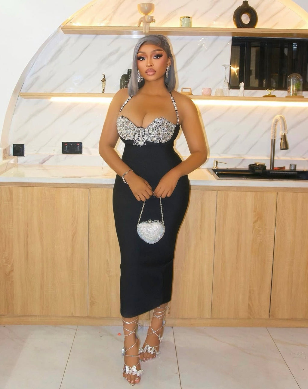 Sexy Beading Bodycon Bandage Dress - Bandage city