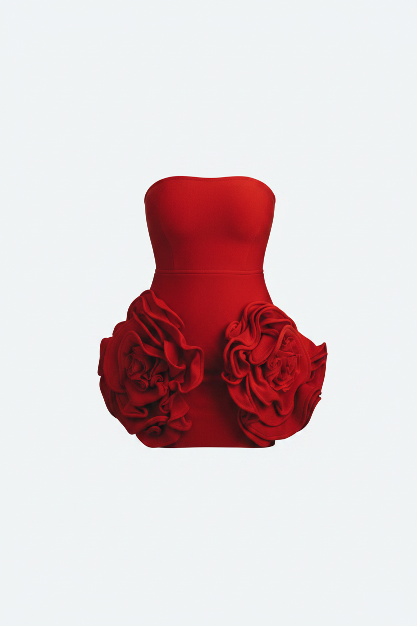 Sexy Flowers Strapless Mini