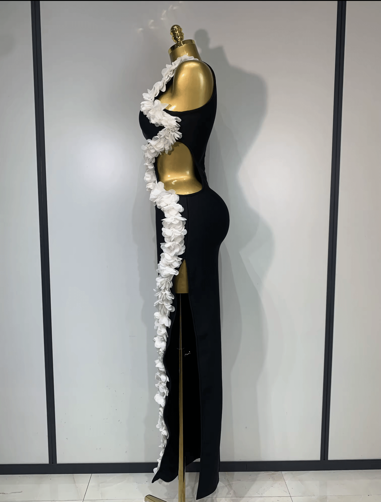 Sexy O Neck Flower Cut Out Maxi Long Bodycon Bandage Dress Elegant Evening Club Party Birthday Dress - Bandage city