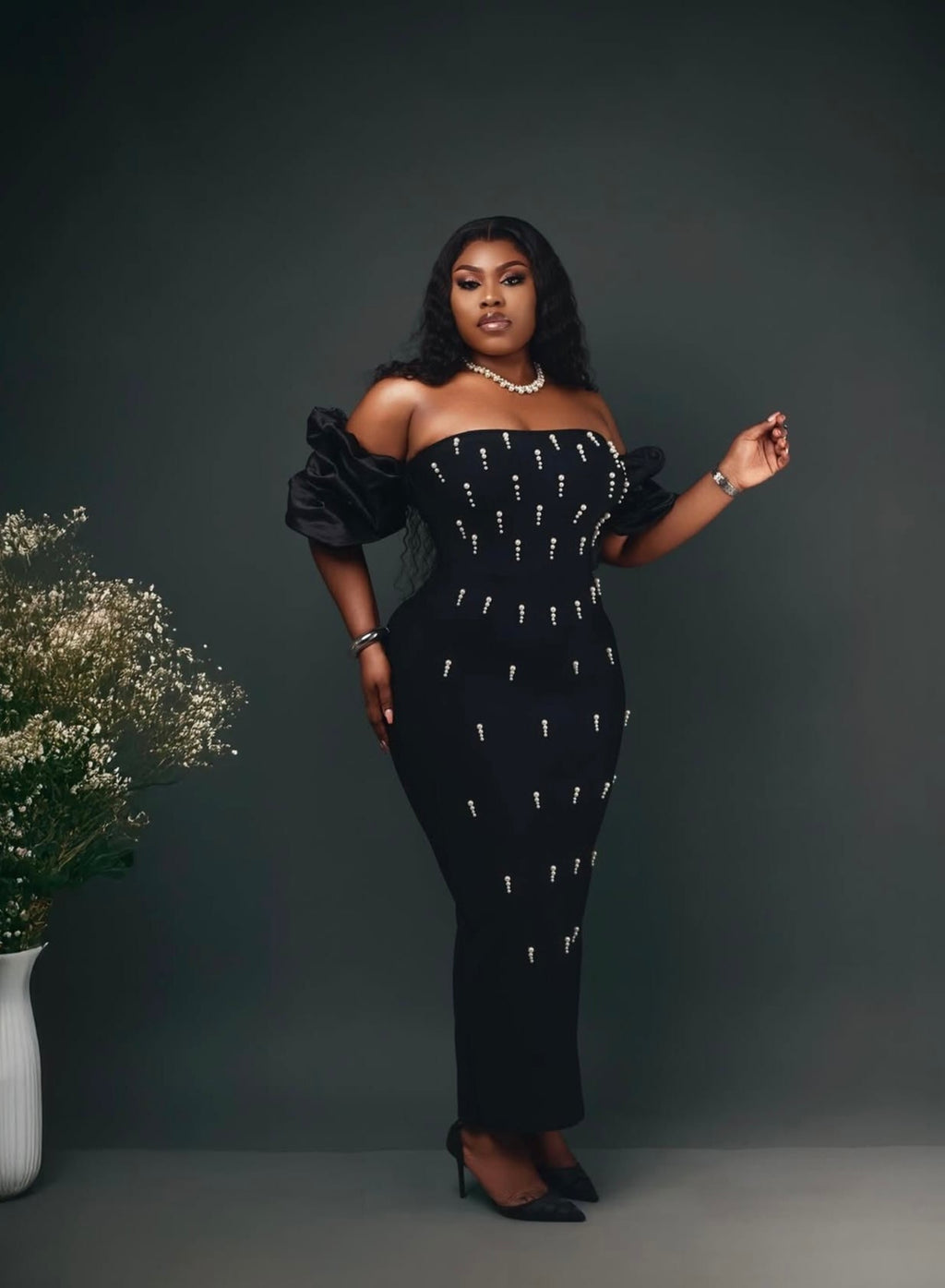 Sexy Off Shoulder Pearl Maxi Long Bodycon Bandage Dress Birthday Party – Bandage city