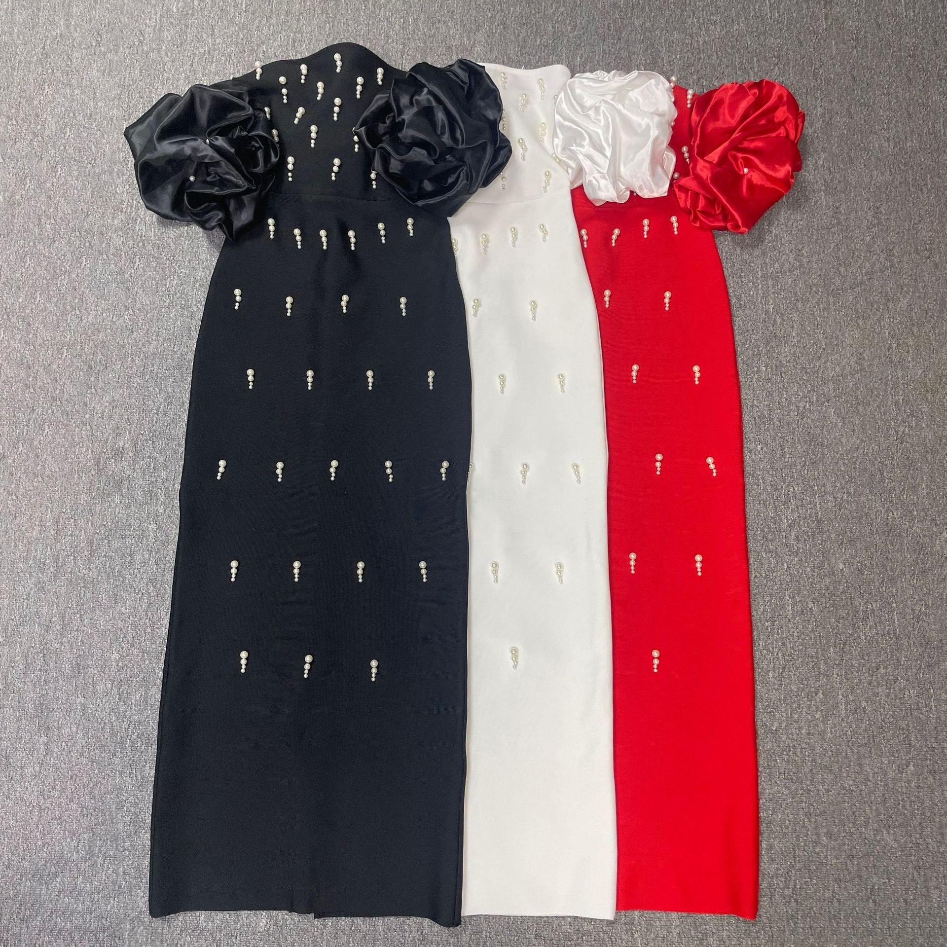 Sexy Off Shoulder Pearl Maxi Long Bodycon Bandage Dress Birthday Party - Bandage city